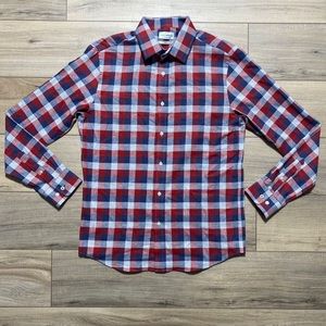 Lucky Brand Mens Long Sleeve Button Up Shirt Plaid Size M 15-15.5 34/35 Red Blue